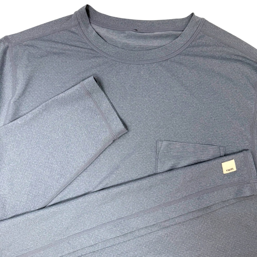 Vuori Mens Tradewind Long Sleeve Pocket Tee Blue Heather V177 Large